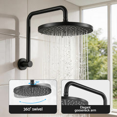 Cefito 9'' Rain Overhead Swivel Shower Head with Wall Bathroom Mixer