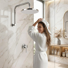 Cefito 9'' Rain Overhead Swivel Shower Head with Wall Bathroom Mixer Silver