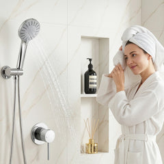 Cefito 4.5" Handheld Shower Head Round with Wall Bathroom Mixer Silver