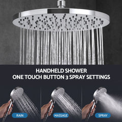 Cefito High-Pressure Shower Heads with Anti-burst 1.5m Hose & 304 S.S Rail, Ideal for Bathroom Upgrades and Pet Washing, 10 Inch Rain & 3-Function Combo