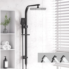 10'' Rain Shower Head Set Handheld Square High Pressure Black