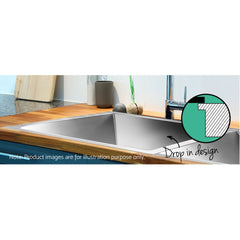 Cefito Kitchen Sink 77X45CM Stainless Steel Basin Double Bowl Silver