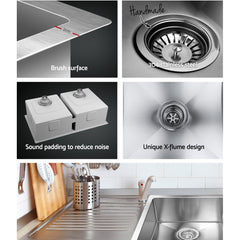 Cefito Kitchen Sink 86X44CM Stainless Steel Basin Double Bowl Silver
