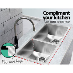 Cefito Kitchen Sink 86X44CM Stainless Steel Basin Double Bowl Silver