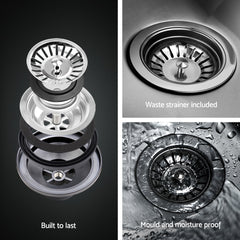 Cefito Kitchen Sink 61X43CM Stainless Steel Basin Single Bowl Black Drain Basket