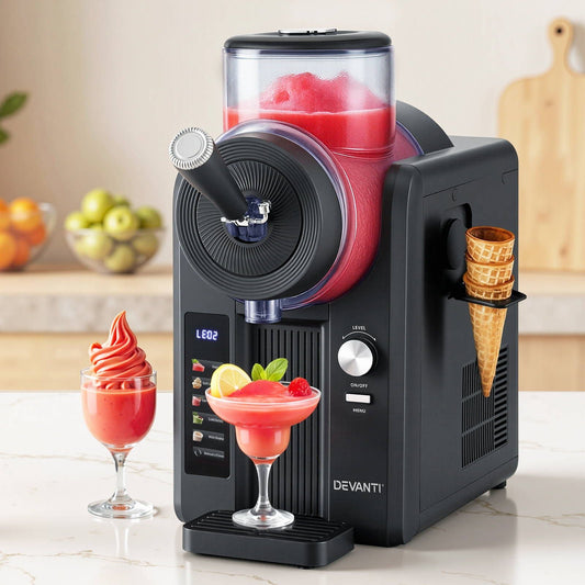 Devanti 2L Slushie Machine Ice Cream Maker Frozen Smoothies Milkshakes Black