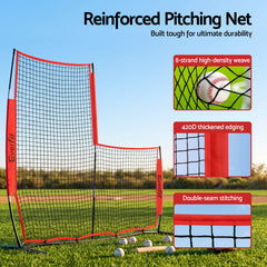 Everfit Baseball Pitching Net L Screen Softball Practice Portable Black