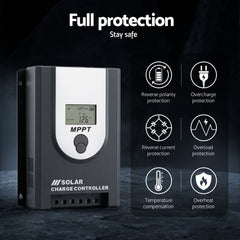 Giantz 50A MPPT Solar Charge Controller Auto 12V/24V Battery Regulator Bluetooth