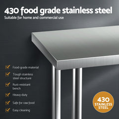 Cefito Stainless Steel Kitchen Bench Work Table 610 x760MM 430