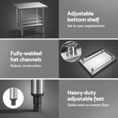 Cefito 914x762mm Stainless Steel Kitchen Bench 430