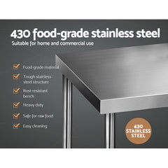 Cefito 1829x760mm Stainless Steel Kitchen Bench 430