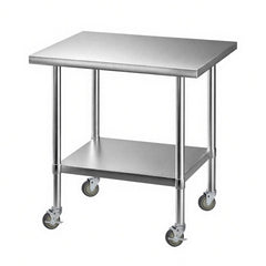 Cefito 914x762mm Stainless Steel Kitchen Bench w/ Splashback Work Table Prep Bench Commercial 430