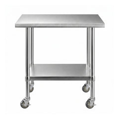 Cefito 914x762mm Stainless Steel Kitchen Bench w/ Splashback Work Table Prep Bench Commercial 430