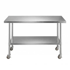 Cefito 1524x762mm Stainless Steel Kitchen Bench w/ Splashback Work Table Prep Bench Commercial 430
