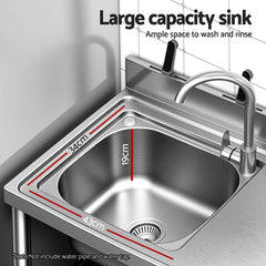 Cefito Stainless Steel Kitchen Bench Work Table with Sink Splashback 120cm