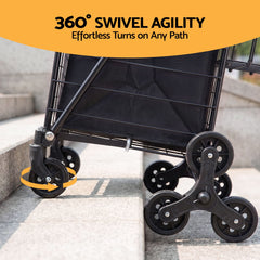 Emajin Shopping Trolley Cart Folding Aluminium Utility Cart Black