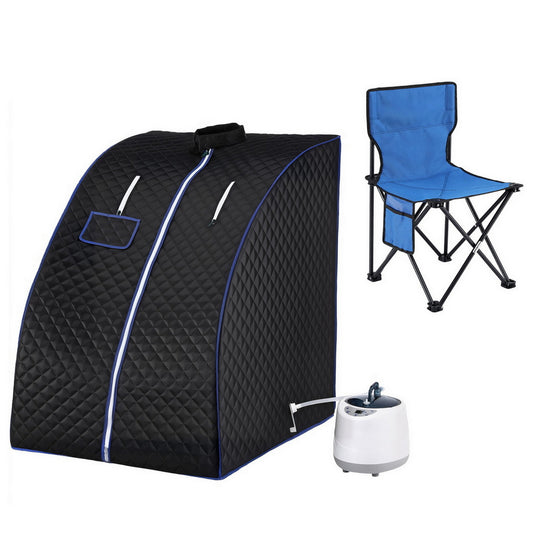 Devanti Portable Steam Sauna Tent 1000W 2L Steamer Pot Personal Home SPA Timer