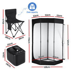 Devanti Portable Steam Sauna Tent 1000W 3L Steamer Pot Full Body Home SPA Timer