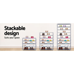 Artiss Shoe Rack Cabinet Stackable 10-Tier Grey