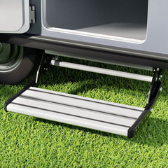Weisshorn Manual Pull Out Caravan Step Folding RV Entry Stair 200KG Capacity Non-Slip Aluminium