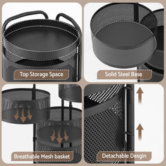 Artiss Storage Trolley Kitchen Cart 5 Tiers Storage Rack Round Basket Black