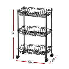 Artiss 3-Tier Shelving Unit Adjustable Garage Storage Kitchen Rack With Wheels