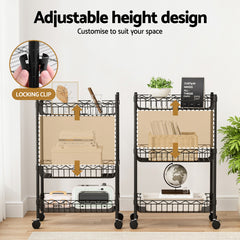 Artiss 3-Tier Shelving Unit Adjustable Garage Storage Kitchen Rack With Wheels
