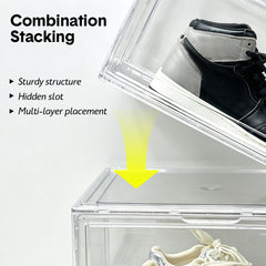 10 Pack Stackable Shoe Box Hard Transparent Acrylic Shoes Storage Container Case with Magnetic Door Multifunctional Display Organiser Each Size 37x26x20cm