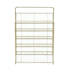 6-Tier Foldable Shoe Rack Pre Assembled Hold up to 24 Pairs of Shoes Freestanding Metal Mesh Shelf for Hallway Entryway Balcony Yard 9.5Lx26.5Wx110Hcm White