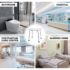 Shower Chair Stable Non-Slip Bath Seat 37-52cm Height Adjustable with Shower Holder and Armrest for Elderly Medical Disabled Safety Bathroom Max Load 100kg