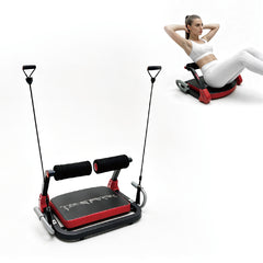 Ab Machine Ab Crunch Trainer 4-Level Adjustable Resistance Sit-Up Core Workout Equipment with 2 Resistance Bands Full Body Workout Home Gym 120kg Capacity