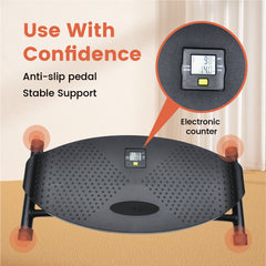 Simulate Ski Training Board Non-Slip Slide Stepper Training Machine with 2 Resistance Bands and Real-time Display Indoor Cardio Full Body Fitness Equipment