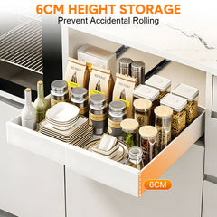 4 Pack Pull Out Drawers 31-51cm Width Expandable Steel Slide Out Shelf Cabinet Organizer with 3 Slide Rail for Kitchen Bathroom Pantry Single Capacity 20kg