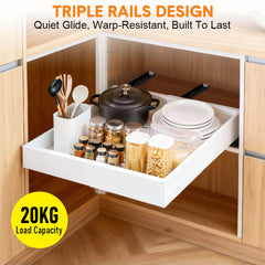 4 Pack Pull Out Drawers 31-51cm Width Expandable Steel Slide Out Shelf Cabinet Organizer with 3 Slide Rail for Kitchen Bathroom Pantry Single Capacity 20kg