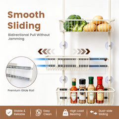7-Tier Narrow Gap Storage Shelf Slim Refrigerator Side Storage Rack with Sliding Baskets and Paper Towel Holder for Kitchen Bathroom No Drill Height 178cm