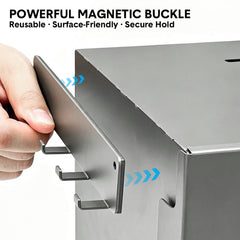 Wall Spice Rack Magnetic Flip Down Prep Tray Cabinet Steel Large Capacity Foldable Double Layer Kitchen Storage Organizer with Hooks for Spices and Dishes