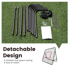 1m Football Rebounder Net Soccer Training Kickback Target Bounce Wall Detachable Metal Frame and PE Net For Passing Shooting Practice Sports Skills Trainer