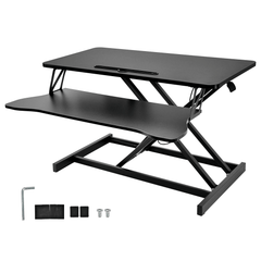 Standing Desk Riser Height 13cm-49cm Height Adjustable Portable Monitor Laptop Stand-Up Desk Dual Mode Sit-to-Stand Tabletop Riser 15kg Load with Spring Lift