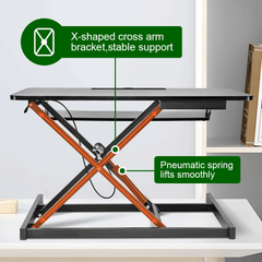 Standing Desk Riser Height 13cm-49cm Height Adjustable Portable Monitor Laptop Stand-Up Desk Dual Mode Sit-to-Stand Tabletop Riser 15kg Load with Spring Lift