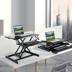 Standing Desk Riser Height 13cm-49cm Height Adjustable Portable Monitor Laptop Stand-Up Desk Dual Mode Sit-to-Stand Tabletop Riser 15kg Load with Spring Lift