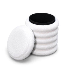 Round Storage Ottoman Teddy Fleece Vanity Stool Comfy Seat with 20L Hidden Storage for Living Room Bedroom Entryway No Assembly 150kg Capacity 37x46cm