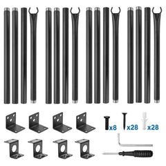 4 Pack String Light Poles 113cm Height Wall-Mounted Lighting Brackets Outdoor Metal Hanging Light Poles with Fixing Clips for Patio Deck Fence Garden