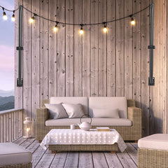 4 Pack String Light Poles 113cm Height Wall-Mounted Lighting Brackets Outdoor Metal Hanging Light Poles with Fixing Clips for Patio Deck Fence Garden