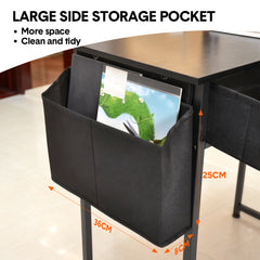 80cm Study Desk Home Office Computer Desk with 2 Fabric Drawers Side Pocket and Hook Modern Small Writing Table for Bedroom Dorm Small Spaces Black