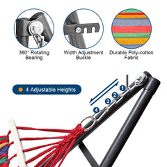 2 in 1 Swing Hammock Portable Heavy Duty Hammock Frame Stand Foldable Lying Hammock and Hammock Chair with Carrying Bag for Garden Camping Max Load 200kg