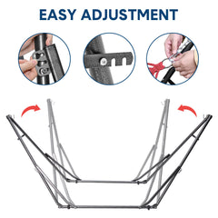 2 in 1 Swing Hammock Portable Heavy Duty Hammock Frame Stand Foldable Lying Hammock and Hammock Chair with Carrying Bag for Garden Camping Max Load 200kg