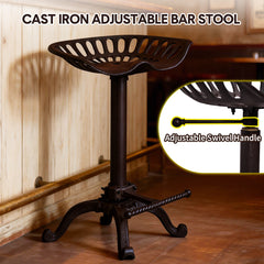 Adjustable Bar Stool Kitchen Swivel Counter Barstool Dinning Chair Hip Curve Design Tractor Seat Stool Cast Iron 56-74cm for Dinning Cafe Outdoor