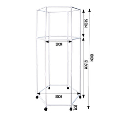 Hexagonal Rotating Clothing Rack 2-Tier 360 Swivel Metal Clothes Drying Rack with Wheels For Dorm Bedroom Apartment Freestanding Garment Organizer 80x178cm