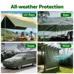 Instahut 3x4m Tarp Tarpaulin 600GSM Camping Canvas Heavy Duty Water Resistant