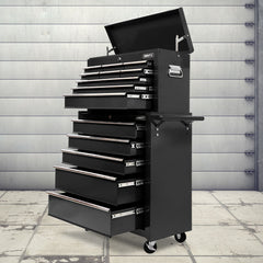 Giantz 14 Drawer Tool Box Cabinet Chest Mechanic Garage Storage Trolley Black